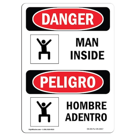 OSHA Danger Sign, Man Inside, 24in X 18in Decal